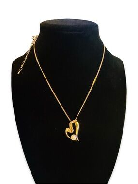 Balmain Vintage Gold Heart Pendant Necklace with Pearl & Crystal Accent
